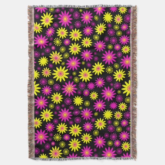 Vloeiend patroon - Opwarmroze, geel en zwart Deken (Voorkant Verticaal)