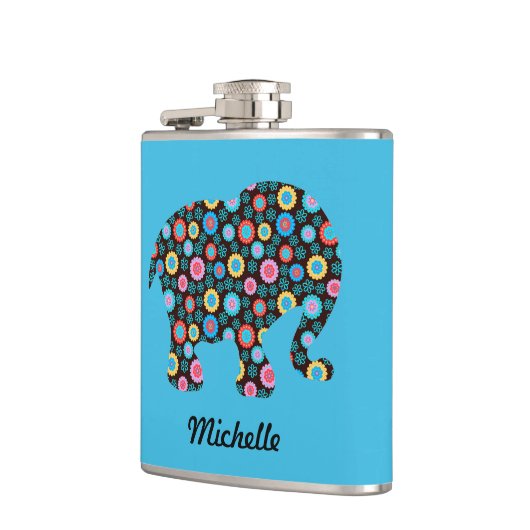 Vloeiend patroonoogmerk op blauwmaat heupfles (Links)