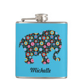 Vloeiend patroonoogmerk op blauwmaat heupfles (Voorkant)