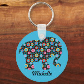 Vloeiend patroonoogmerk op blauwmaat sleutelhanger (Voorkant)
