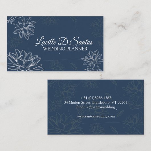 Vloeiend petal op blauw visitekaartje (Voorkant / Achterkant)