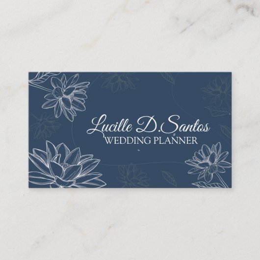 Vloeiend petal op blauw visitekaartje (Voorkant)