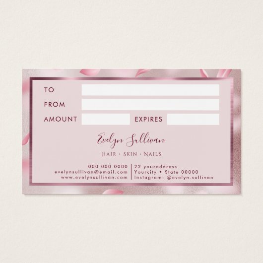 Vloeiend petals Faux Folie Gift Kaart (Achterkant)