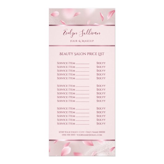 Vloeiend petals Faux Folie Price List Rack Kaart (Voorkant)