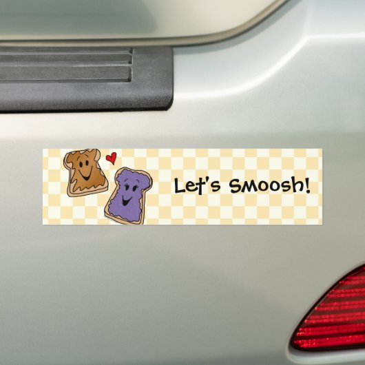 Vloeiend, pindakaas Jelly Cartoon Bumpersticker (Op auto)