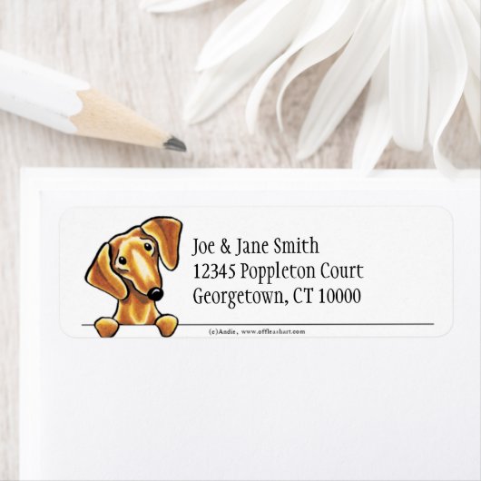 Vloeiend rood dachshund, schoon en eenvoudig etiket (Insitu)