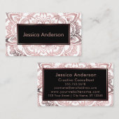 Vloeiend Roos Gold Foil Mandala boven wit Visitekaartje (Voorkant / Achterkant)