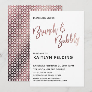 Vloeiend Roos Gold Ombre Brunch & Bubble Typografi Kaart