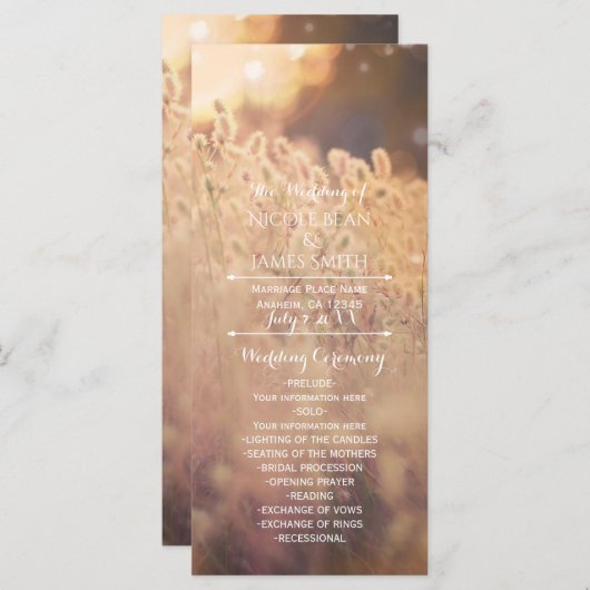 Vloeiend Rustisch country Wedding Program Rack Programmakaart (Voorkant / Achterkant)