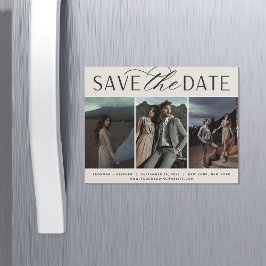 Vloeiend script | 3 Foto Save the Date Magnet