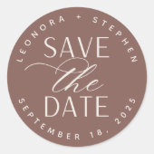 Vloeiend script | Datum opslaan Ronde Sticker (Voorkant)