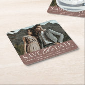 Vloeiend script | De foto bewaart de Datum Kartonnen Onderzetters (Schuin)