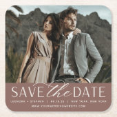 Vloeiend script | De foto bewaart de Datum Kartonnen Onderzetters (Voorkant)