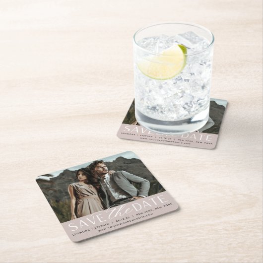 Vloeiend script | De foto bewaart de Datum Kartonnen Onderzetters (Insitu)