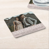 Vloeiend script | De foto bewaart de Datum Kartonnen Onderzetters (Schuin)