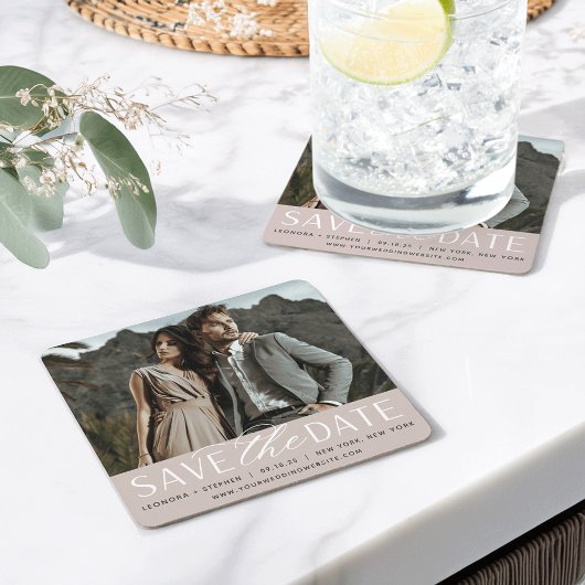 Vloeiend script | De foto bewaart de Datum Kartonnen Onderzetters