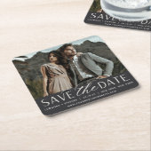 Vloeiend script | De foto bewaart de Datum Kartonnen Onderzetters (Schuin)