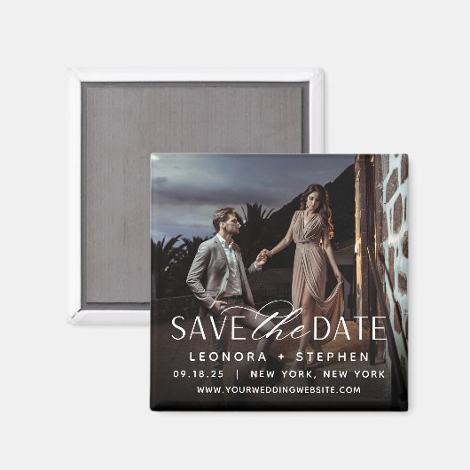 Vloeiend script | De foto bewaart de Datum Magneet (Voorkant / Achterkant)