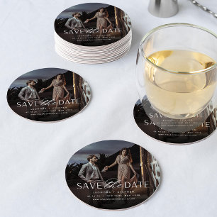 Vloeiend script De foto bewaart de Datum Ronde Kartonnen Onderzetter