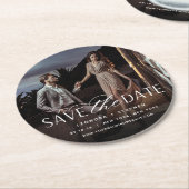 Vloeiend script | De foto bewaart de Datum Ronde Kartonnen Onderzetter (Gebogen)