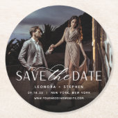 Vloeiend script | De foto bewaart de Datum Ronde Kartonnen Onderzetter (Voorkant)