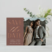 Vloeiend script | Enige Foto slaat de datum op Folie Uitnodiging (Staand Voorkant)