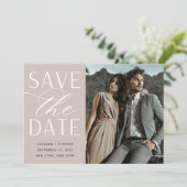 Vloeiend script | Enkelvoudig fotohuwelijk Save The Date (Staand voorkant)