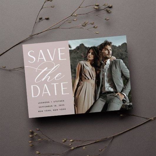 Vloeiend script | Enkelvoudig fotohuwelijk Save The Date