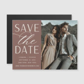 Vloeiend script | Foto Save the Date Magnet (Voorkant / Achterkant)