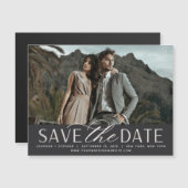 Vloeiend script | Foto Save the Date Magnet (Voorkant / Achterkant)