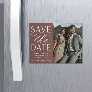 Vloeiend script Foto Save the Date Magnet