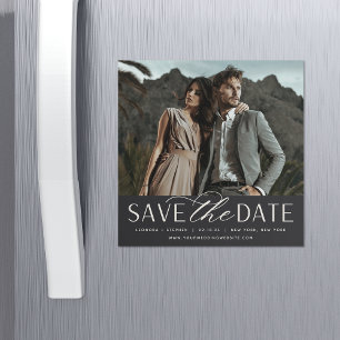 Vloeiend script   Foto Save the Date Magnet
