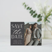 Vloeiend script | Foto Wedding Save the Date Aankondigingskaart (Staand voorkant)