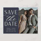 Vloeiend script | Foto Wedding Save the Date Aankondigingskaart (Voorkant)