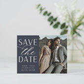 Vloeiend script | Foto Wedding Save the Date Aankondigingskaart (Staand voorkant)
