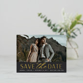 Vloeiend script | Foto Wedding Save the Date Folie Uitnodiging Briefkaart (Staand Voorkant)