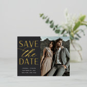 Vloeiend script | Foto Wedding Save the Date Folie Uitnodiging Briefkaart (Staand Voorkant)