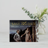 Vloeiend script | Foto Wedding Save the Date Folie Uitnodiging Briefkaart (Staand Voorkant)