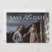 Vloeiend script | Horizontaal fotohuwelijk Save The Date (Voorkant)