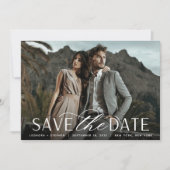 Vloeiend script | Horizontaal fotohuwelijk Save The Date (Voorkant)