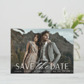 Vloeiend script | Horizontaal fotohuwelijk Save The Date (Staand voorkant)
