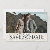 Vloeiend script | Horizontaal fotohuwelijk Save The Date (Voorkant)