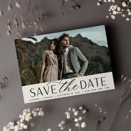 Vloeiend script | Horizontaal fotohuwelijk Save The Date
