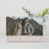 Vloeiend script | Horizontaal fotohuwelijk Save The Date (Staand voorkant)