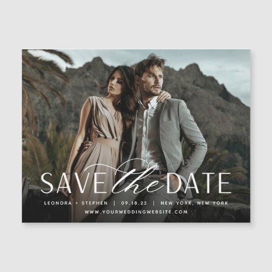 Vloeiend script | Horizontale foto slaat de datum (Voorkant)