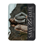 Vloeiend script | Horizontale foto slaat de datum  Magneet (Verticaal)