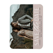 Vloeiend script | Horizontale foto slaat de datum  Magneet (Verticaal)