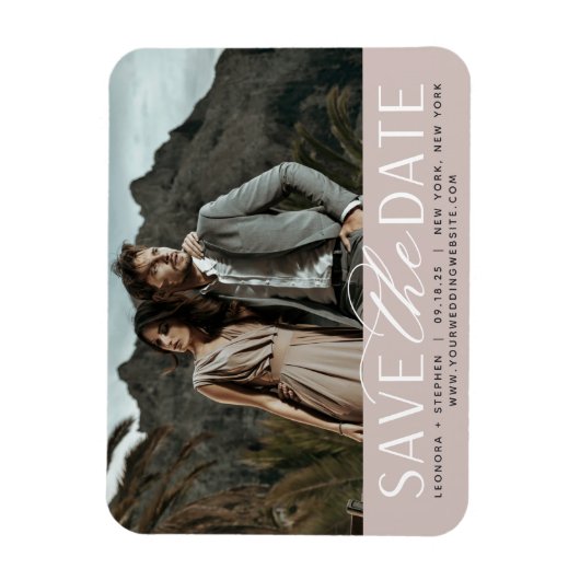 Vloeiend script | Horizontale foto slaat de datum Magneet (Verticaal)