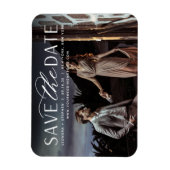 Vloeiend script | Horizontale foto slaat de datum  Magneet (Verticaal)