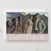Vloeiend script | Twee foto-bruiloft Save The Date (Voorkant)